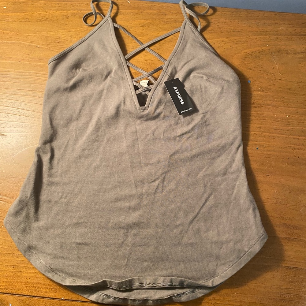 NWT Express Cross-neck green tank top